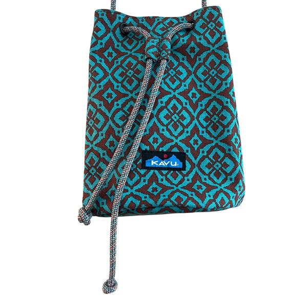NWOT Kavu Bucket Canvas Sling Teal Brown Aztec Purse Bag - Picture 2 of 6